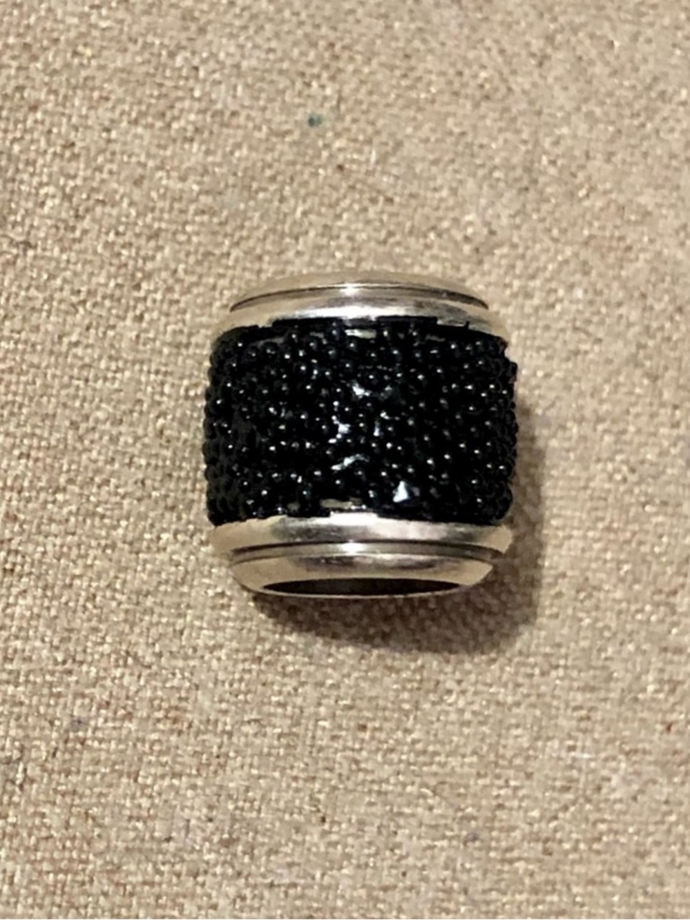 Brighton Caviar bead Covered in tiny black beads Silver edges Rare